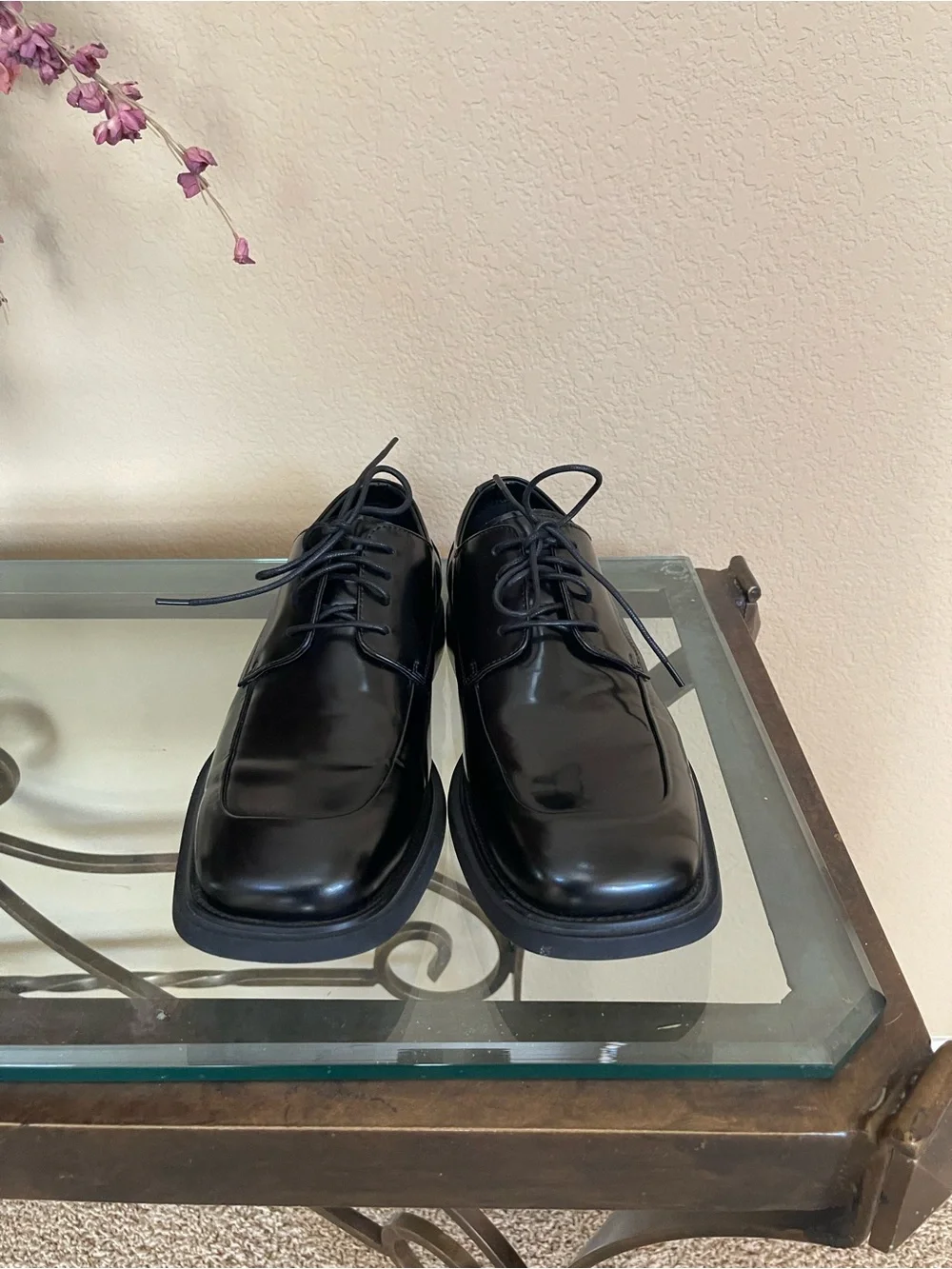 Steve Madden Black Leather Derby Shoes